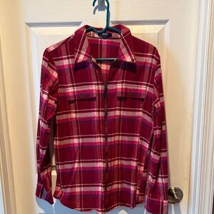 CHAPS- Plaid zip up flannel
